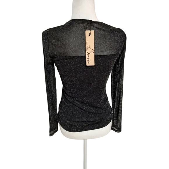 Les Serein Stitch Fix Black Shimmer Long Sleeve Layering Top Medium New - Picture 3 of 3